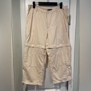 EMS Eastern Mountain Sports Cream Cargo Conversion Capri Hiking Pants Size 14